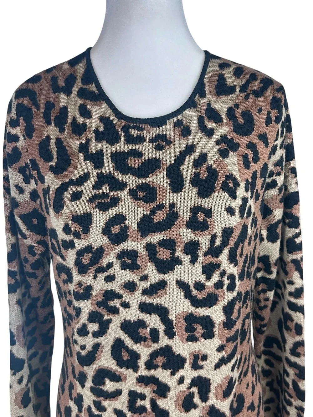 Vince Camuto Bodycon Leopard Animal Print Dress Size Large Brown Black